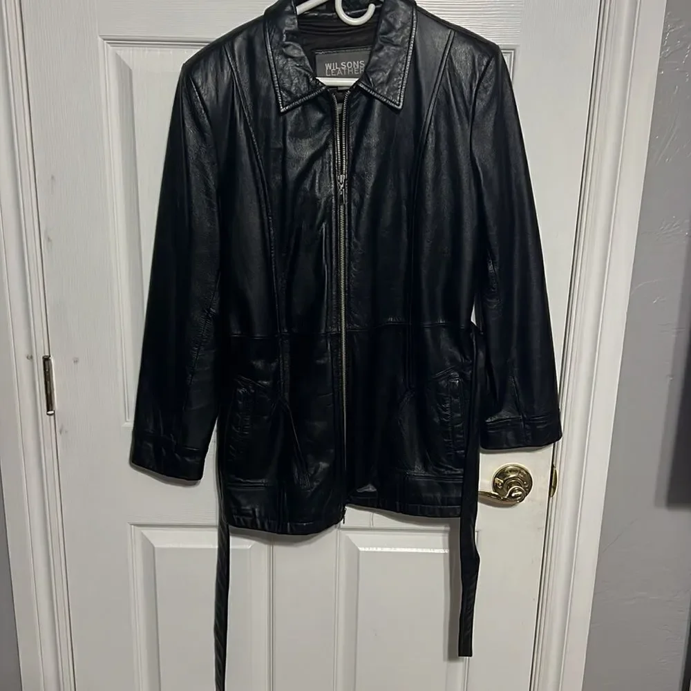 🔥🔥 WILSONS LEATHER Women’s Black Leather Jacket Thinsulate Zip Removable Liner